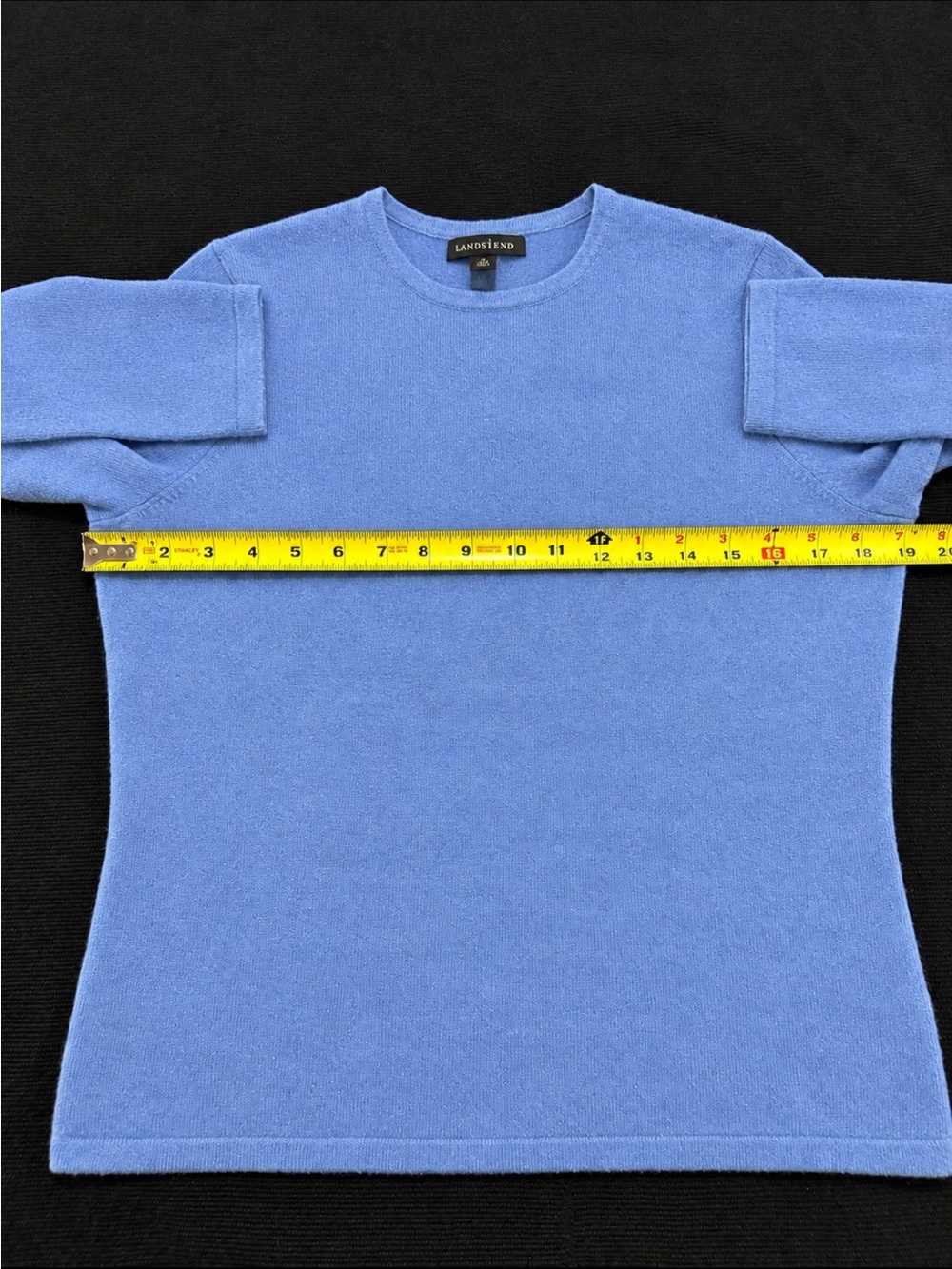 Lands’ End Luxury 100% Cashmere Long Sleeve Crew Neck Top Medium Blue EUC NICE!